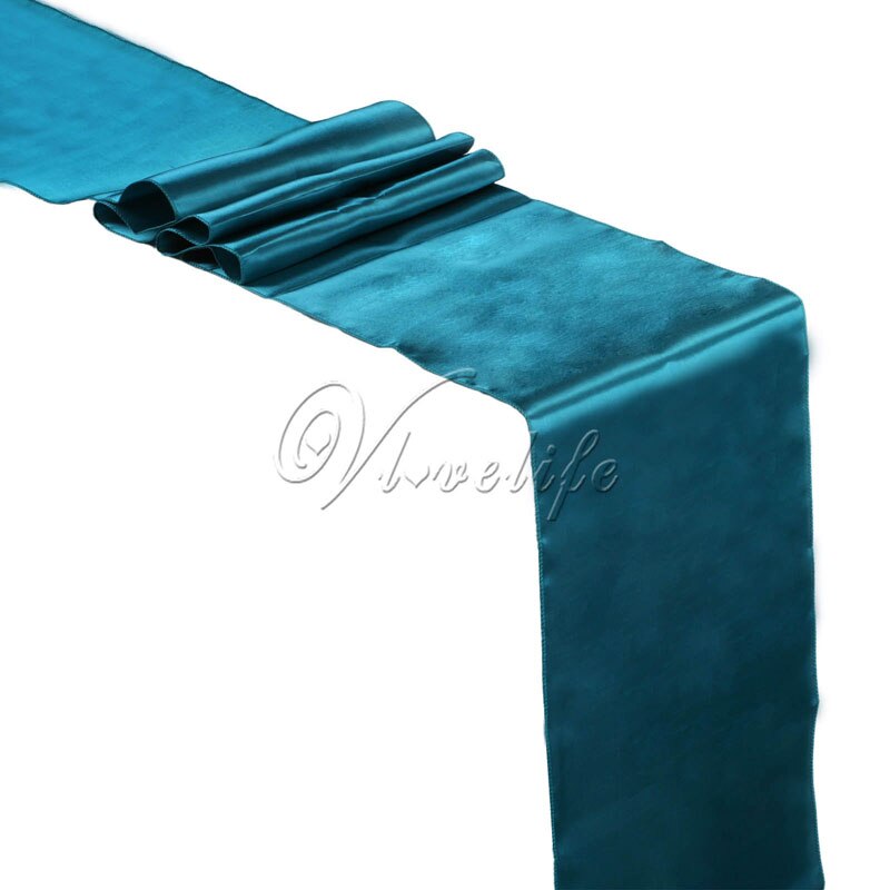 Teal Blue Satin Table Runners 12" x 108'' Wedding Party Banquet Home Decorations 30cm x 275cm