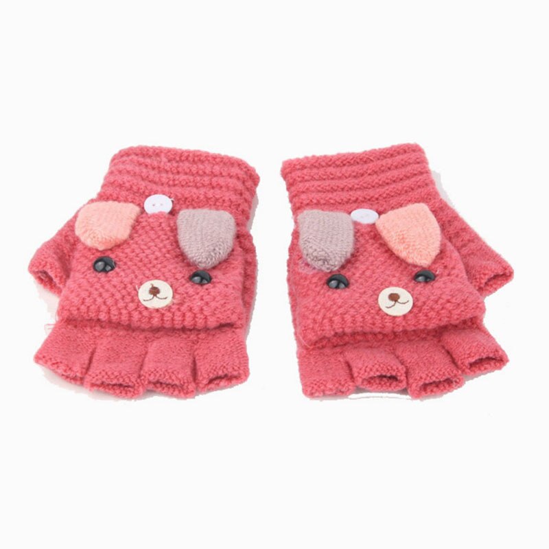 Guantes de punto para niño y niña de 3 a 12 años, manoplas cálidas de medio dedo para invierno, ST6