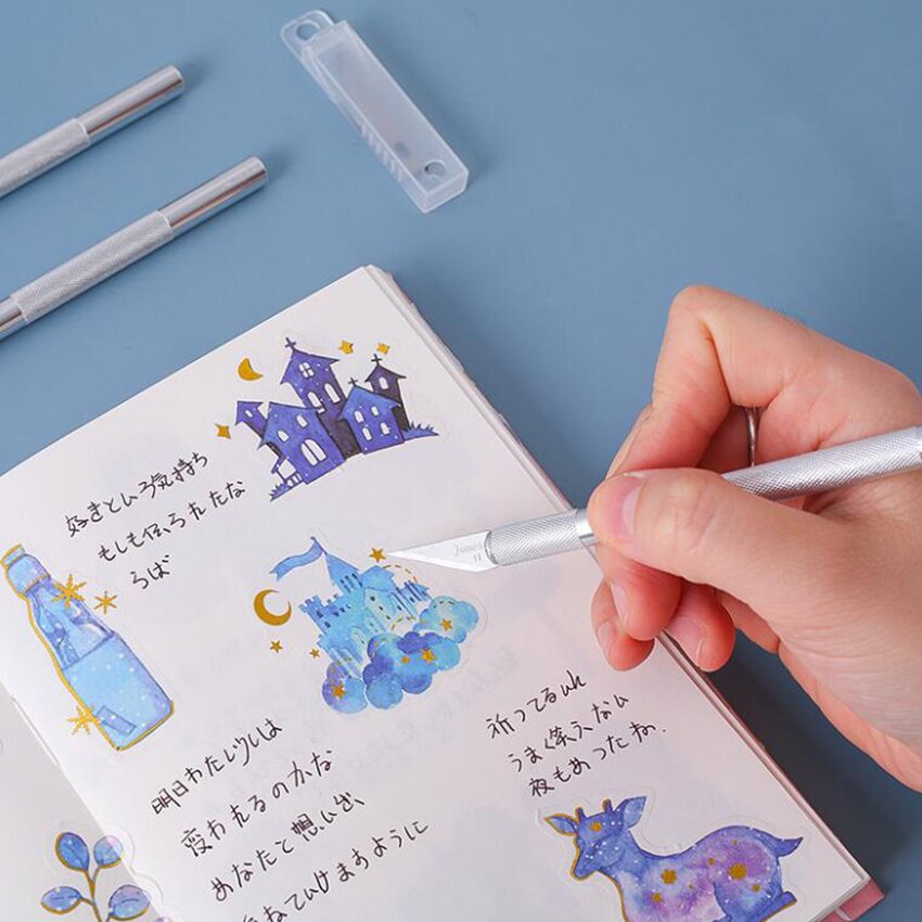 1 Set Utility Knife With Blades, DIY Carving Knife Photo Paper Cutter Pen Knives Stationery Tools School Art Engraving Cutter