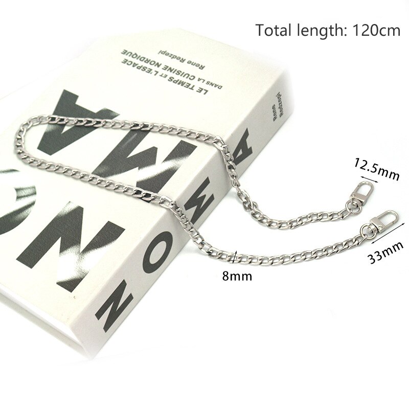 20cm/40cm/60cm/100cm/120cm metallkedjor för att byta axelväska axelrem kedja guld/silver handväska handväska handväska väska tillbehör: Silver -120cm