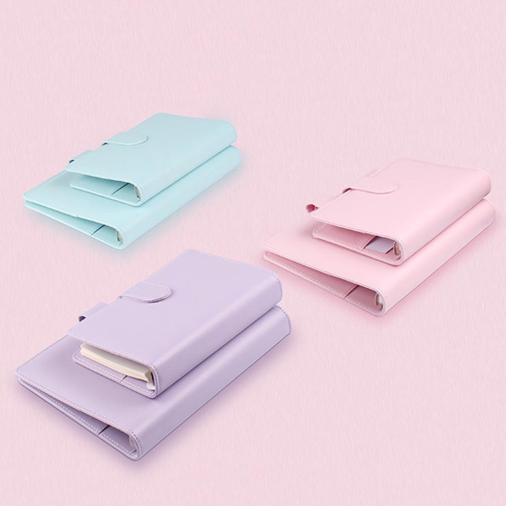 A5/6 Macaron Losbladige Hand Boek Ringband Notebook Pu Leuke Wekelijkse Maandelijkse Briefpapier Dagboek Notebook Multifunctionele pla X6t8