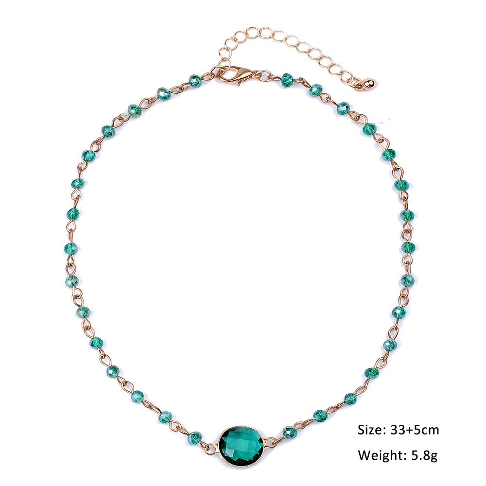 Grün Lila Blau Farbe Schlüsselbein Kette Halsband Halskette Gold Kette Kristall Halskette Natürliche Stein Halsketten Mit Perlen