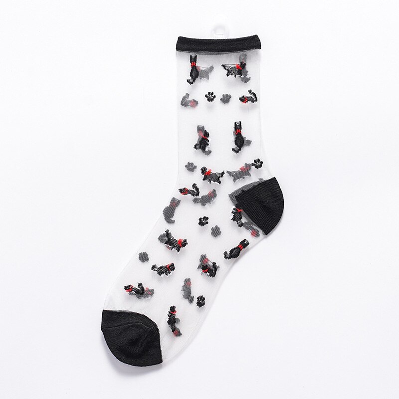 sexy Spitze Gittergewebe Fischnetz Socken Gemischte Faser transparent Punkt strecken Elastizität Knöchel Netz Garn Dünne Frauen Coole Socken 1 paar = 2 stücke: Lavendel
