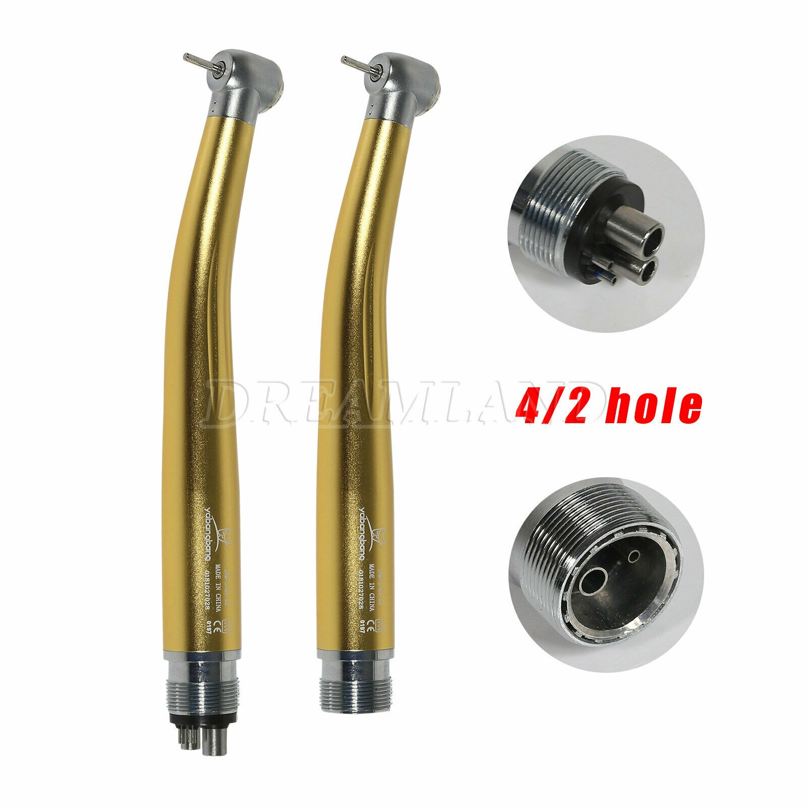 Pieza de mano quirúrgica Dental de alta velocidad, turbina de aire con botón de cabeza estándar y cartucho, estilo NSK Pana Max, 2/4 agujeros, Color dorado