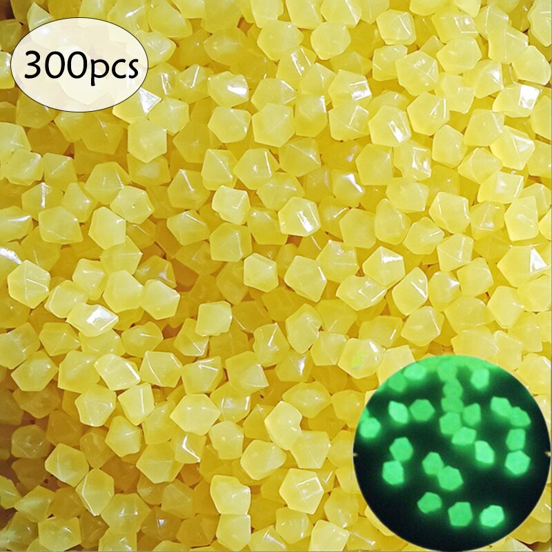 200/300/500Pcs Decorative Pebbles Garden Decor Outdoor Luminous Pebbles Garden Lawn Yard Walkway Stones Glow In The Dark Pebbles: Yellow 300pcs
