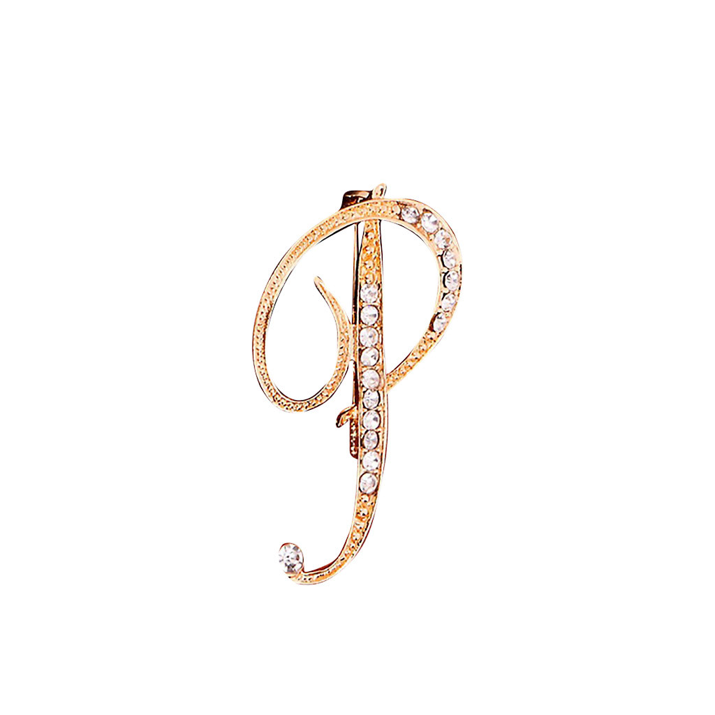 1PC Crystal 26 English Letters Brooch Metal Vintage Women Pin Couple Memorial Jewelry Love Party Garment Accessories #1029