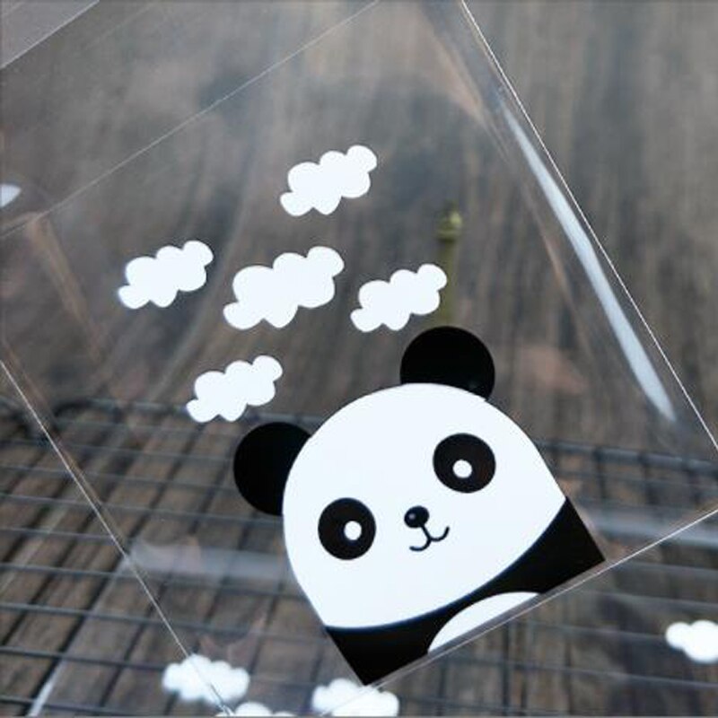 100pcs/lot Panda Self-adhesive Plastic Bags Cookie Candy Biscuits baking Packaging Wedding Birthday Party Baby shower Bag