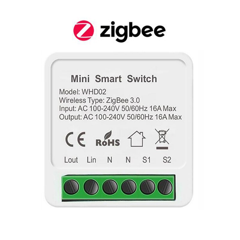 Tuya 16A MINI Wifi / Zigbee Smart Switch DIY 2-way Control Relay Timer For Smart Life Work With Alexa Google Home Yandex Alice: Zigbee Type