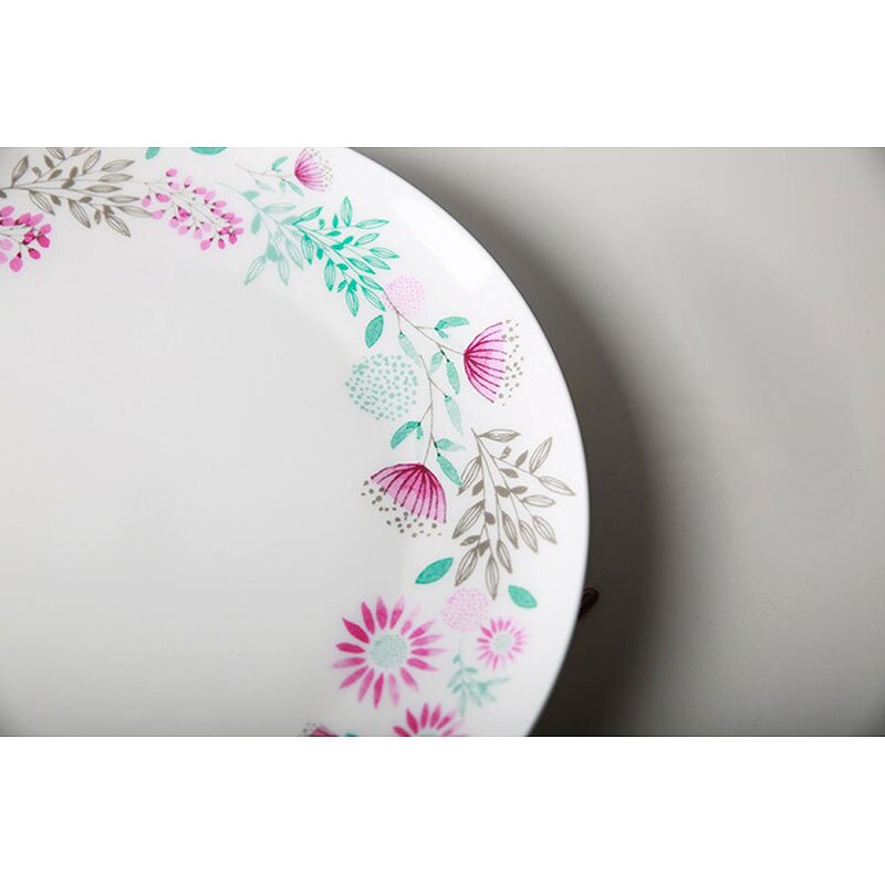 Servies Bone China Plaat Schotel Op-geglazuurd Bloemen Bloem Gedrukt Ronde Platen Steak Taart Witte Schotel prijs