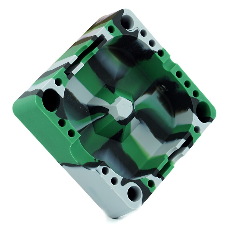 Cenicero de silicona Extra grueso, sin humo, redondo, Cenicero, remolino de humo (silicona de grado alimenticio), soportes de vidrio seguros