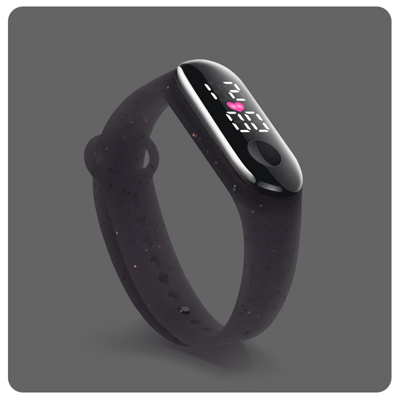 Reloj deportivo para niños y adolescentes, pulsera Digital Led ultraligera con correa de silicona, resistente al agua, Unisex: love Black