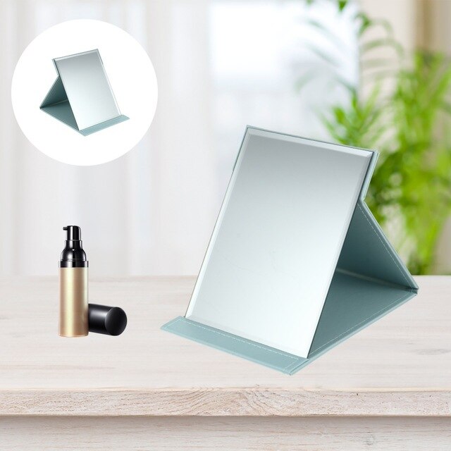 Foldable Makeup Mirror Minimalist Cosmetic Mirror for Outdoor Travel: Blue 1