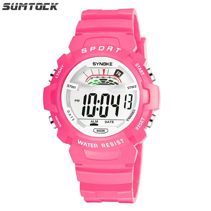 Synoke Jongens Horloges Kids Grote Kleine Horloge 14 Kleuren Waterdicht Wekker Multifunctionele Horloge Relogio Infantil Menina Digitale: Small Pink Watch