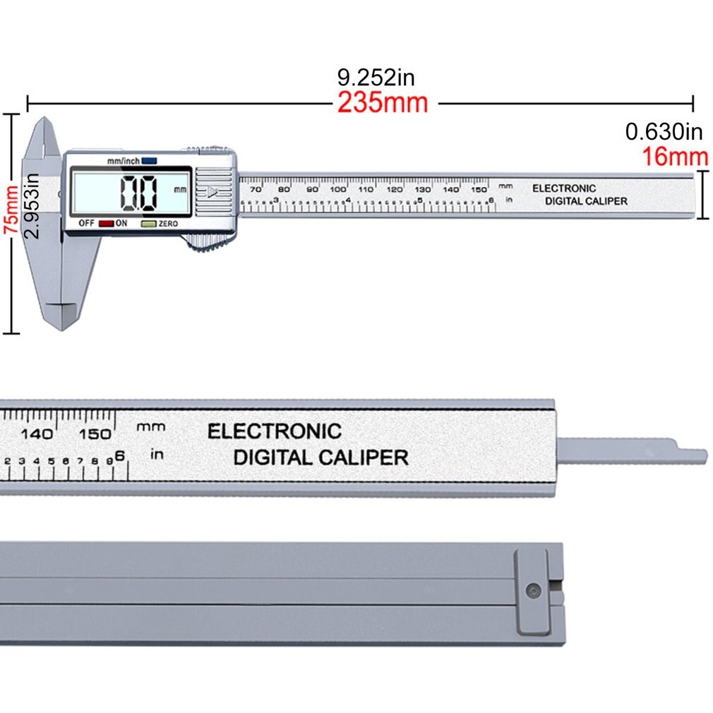 Calibrador Vernier de fibra de carbono, Digital, LCD, 0-150mm, 150mm, modelo de micrómetro, calibrador Vernier de precisión