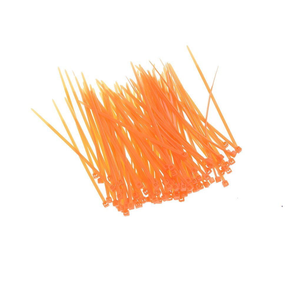 100Pcs/pack 3*100mm Colorful Factory Standard Self-locking Plastic Nylon Cable Ties,Wire Zip Tie: Orange