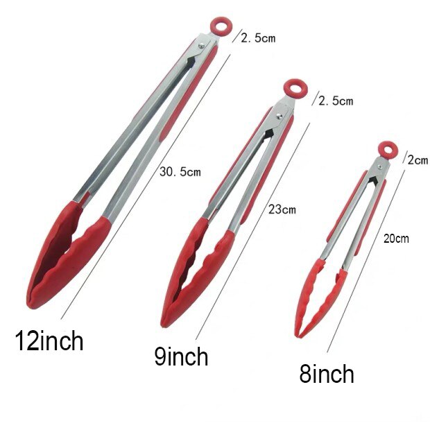 Silicone Food Tong Stainless Steel Kitchen Tongs Silicone Non-Slip Cooking Clip Clamp BBQ Salad Tools Kitchen Accessories