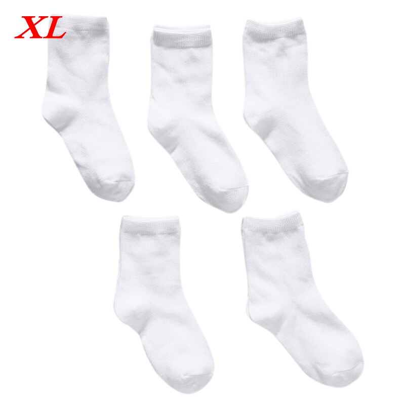 5 Paare freundlicher Reinem Weiß Socke Baby Junge Mädchen Solide Atmungsaktive Baumwolle Sport Frühling: XL
