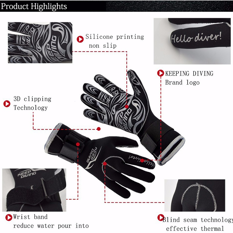 Neopreen Scuba Dive Handschoenen Anti Scratch Keep Warm Wetsuit Materiaal Zwemmen Winter Spearfishing Snorkelen Duikuitrusting 3 Mm