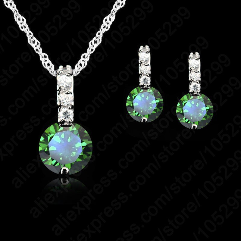 Women Beauty Jewelry Set 925 Sterling Silver Cubic Zircon Pendant Necklace/Earring Women Sets: 51