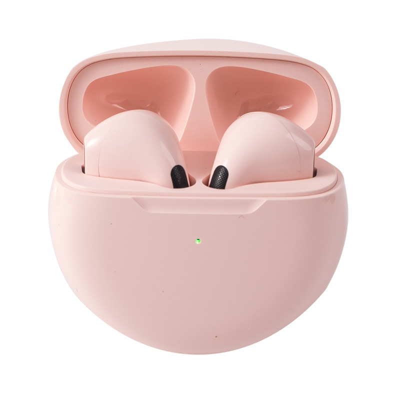 Pro 6 tws bluetooth-øretelefoner trådløse bluetooth-headset støydempende ørepropper med mikrofon pro 6 trådløse hodetelefoner for iphone: Rosa