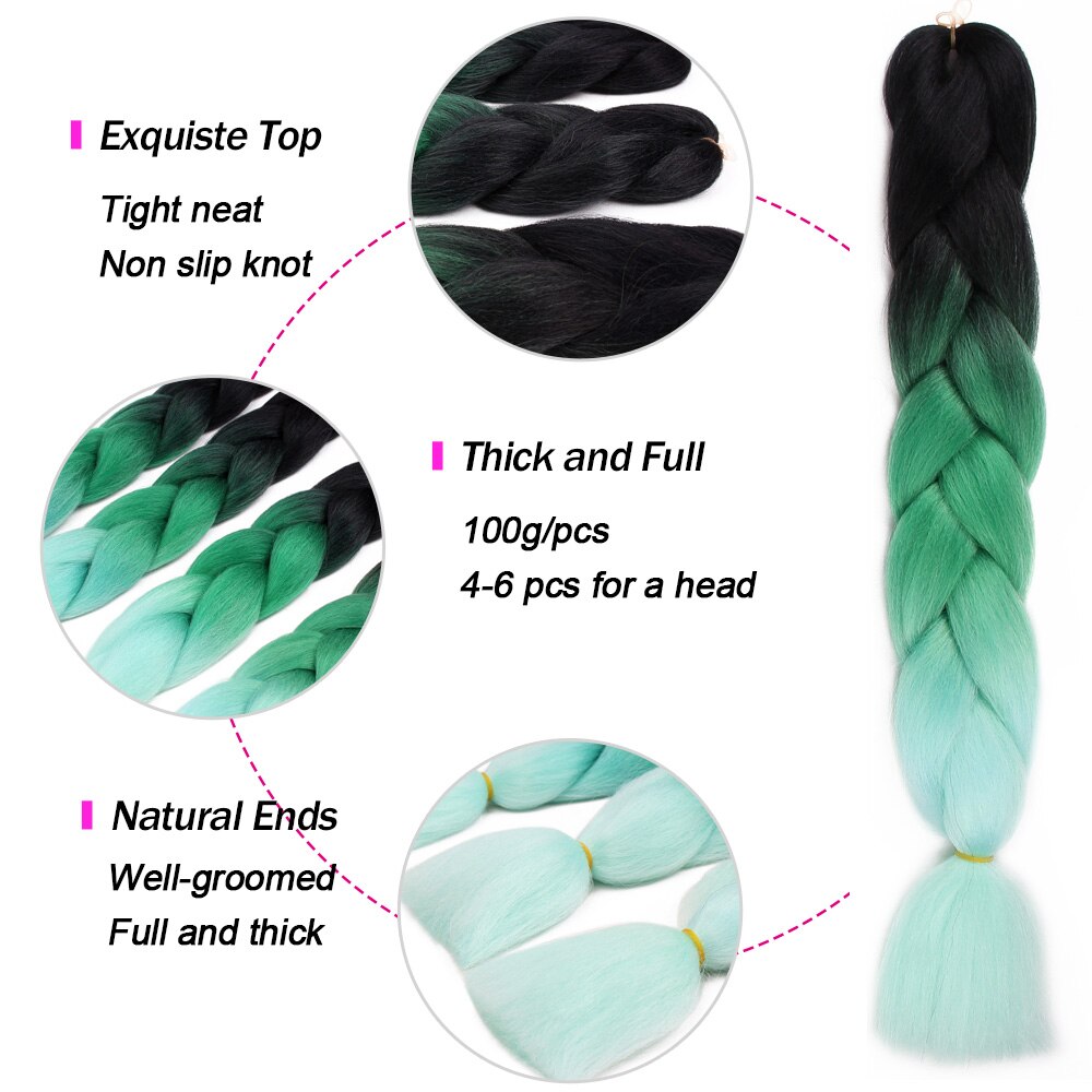 Long 24 inches Jumbo Braid Hair Ombre Braiding Hair 100 grams Synthetic Hair Extensions Jumbo Braids Hair for Women Dressing