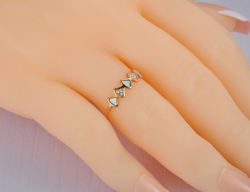 Lokaer titanium roestvrijstalen geometrische schelpring trendy mozaïek cz kristal roségoud trouwringen sieraden voor vrouwen  r19086