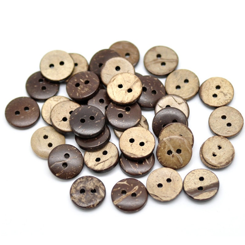 50 stks 15mm Brown Coconut Shell 2 Gaatjes Naaien Knoppen Scrapbooking, Scrapbooking Ambachten, 7NK246