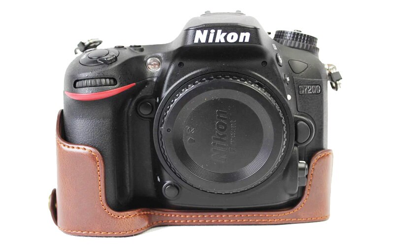 Retro Vintage PU Leather Camera Bag Half case for Nikon D7100 D7200 Camera case with open battery