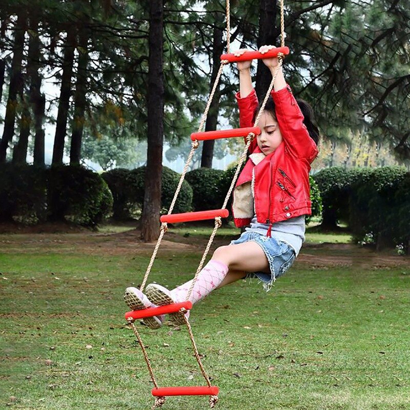 Children Climbing Ladder Outdoor Kids Fitness Toy Rope Ladder Multi Rungs Climbing Game Single-head Six-speed Plastic Ladder