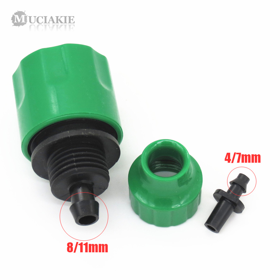 MUCIAKIE 2pz Attacco Rapido Adattatore con 1/4 (ID 4mm) o 3/8 &#39;&#39;(8mm) connettore spinato Nastro A Goccia per L&#39;irrigazione Irrigazione del Giardino