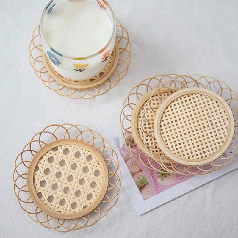 Thee Trays Voor Decoratie Houder Coaster Bamboe Geweven Schotel Handgemaakte Bamboe Onderzetters Bekerhouder Pot Pad Thee Mat