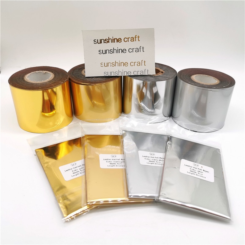 4 färger uppsättning guld silver stämpel folie papper värmeöverföring läder pu plånbok folie stämplingsmaskin papper 3 meter förgyllning