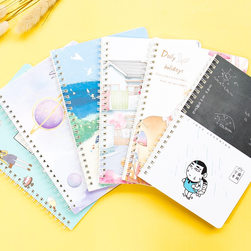 60 Sheet A5 Loose Leaf Cartoon Small Coil Notebook Horizontal Line Notebooks School Office Stationery Small fresh
