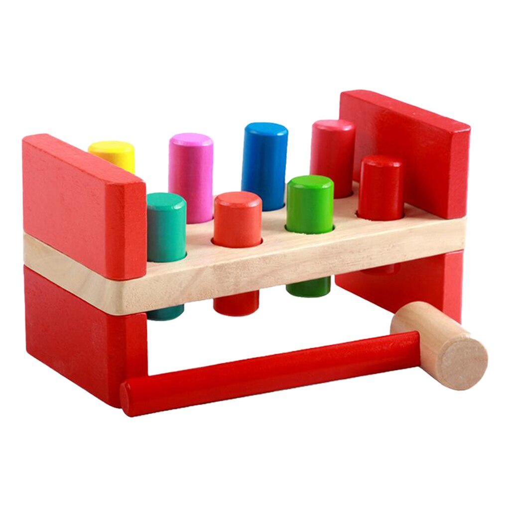 Children Wooden Hammer Bench Toy Play Set for 1 Year Old Toddler