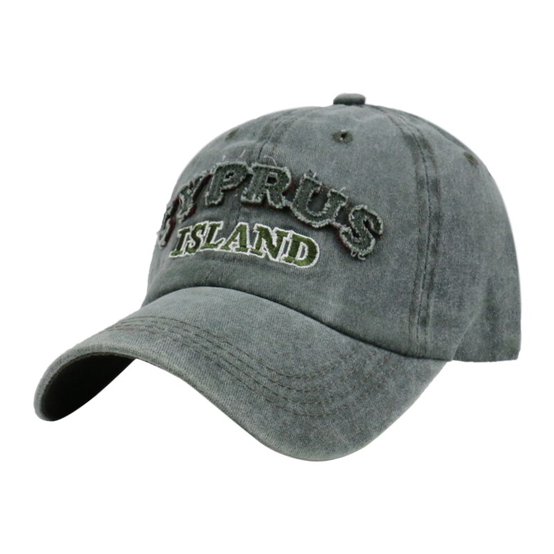 Revemor utendørs unisex sport bein gorras kypros øy bokstav pappa hattemaker vasket denim baseball caps til menn kvinner casquette: Militærgrønn
