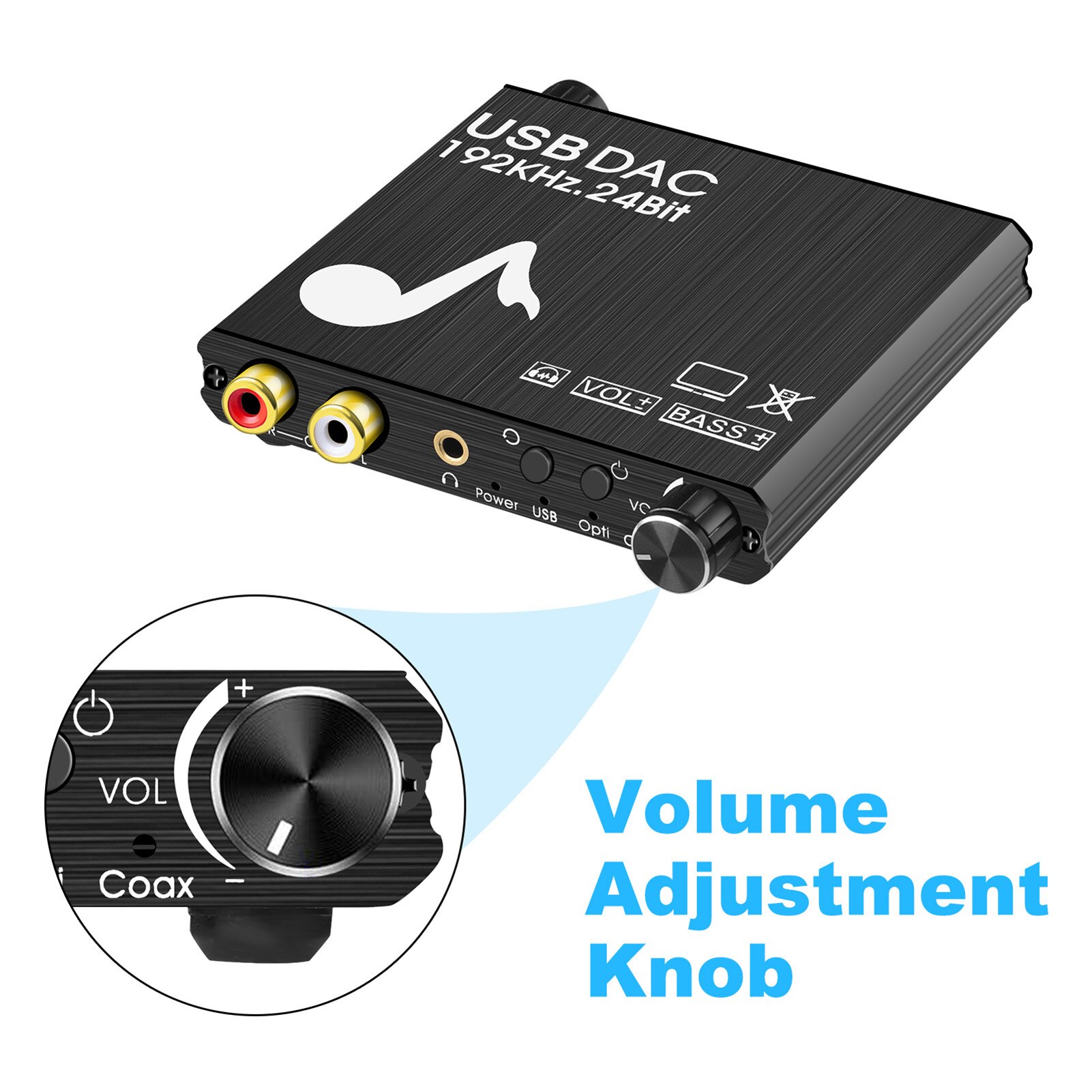 192Khz/24Bit Digitaal Naar Analoog Audio Converter Dac Adapter Opticals Toslink Coaxiale Rca 3.5Mm Voor PS3 PS4 tv Usb Power Kabel