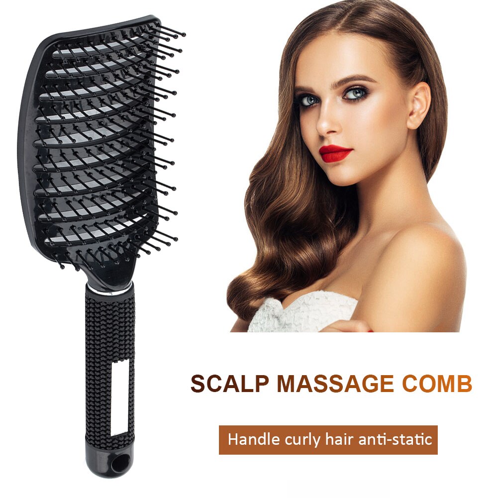 Cepillo con Cerdas de Nailon para el Cabello de Mujer, Peine para Masaje de Pelo Rizado o Mojado, Accesorio de Estilismo y Peluquería ideal para Salón de Belleza