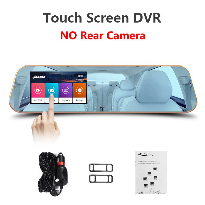 Jansite 4.3 inch Touch Screen 1080P Car DVR Mirror Dash Cam Car Camera Recorder Rear View Mirror Registrar Night Vision: DVR Only / None