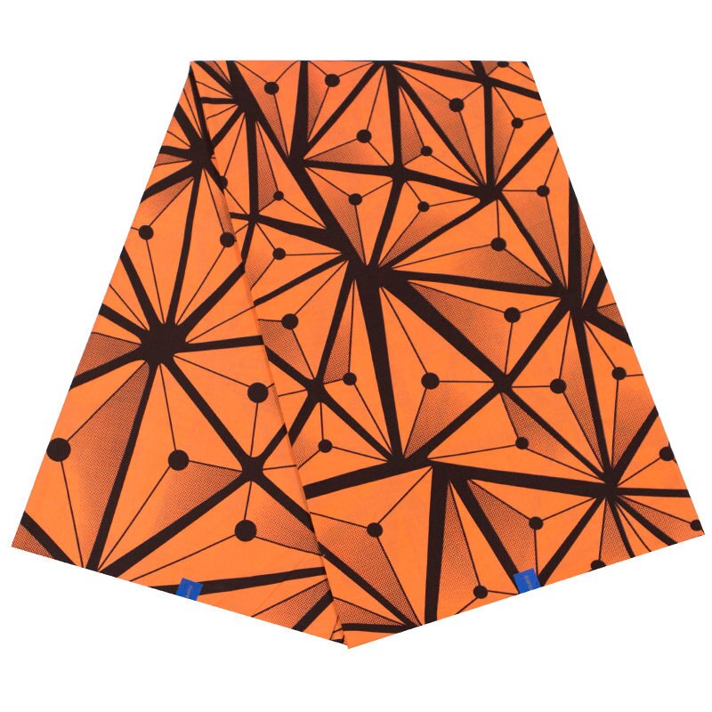 Arrivals African Orange Triangle Print Fabric 100% Cotton les pagnes: Default Title