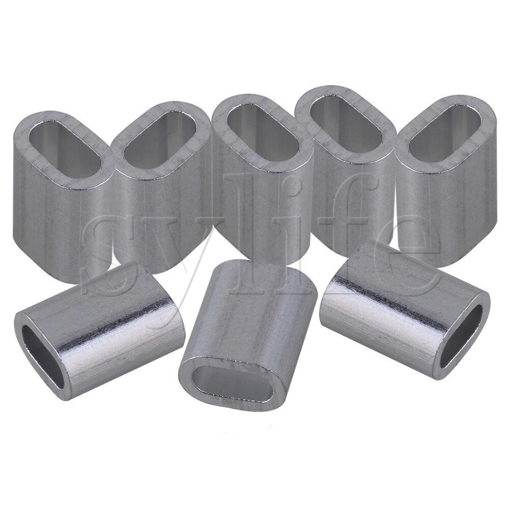 M3 sliverfärgad aluminiumklämma oval vajer hylsa klämförpackning  of 100