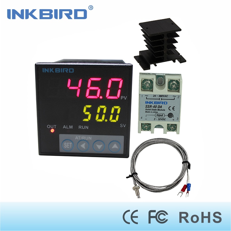 Inkbird ITC-106VH PID Temperatuur Controllers + K sensor + 40A SSR + koellichaam, solid State Relais voor Sous Vide, thermokoppel k