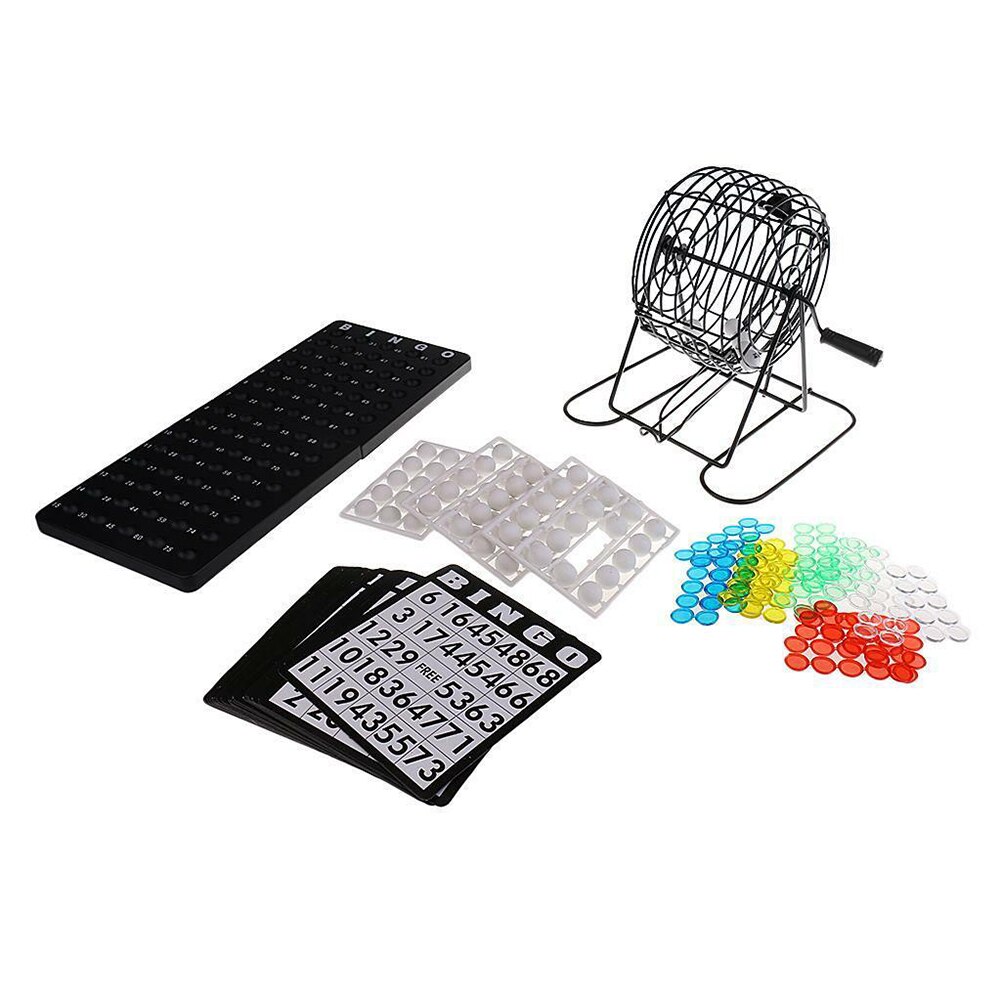 Divertido juguete para de Bingo para adultos, juego de Mini con bolas, cartas, caja de Metal, juego de máquina de lotería, familia, tipo Manual, para casa