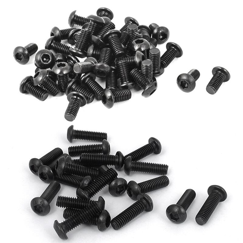 100Pcs Button Head Hex Socket Cap Screw Bolt Black M6X12mm & M6X20mm: Default Title