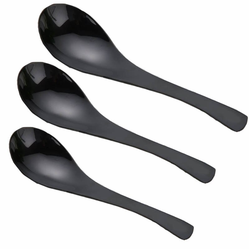 Dessertsked serveringsskeda rostfri slev bestick sked 3 storlek lång sked slev glass söt dopp tesked 3 st/set: Svart
