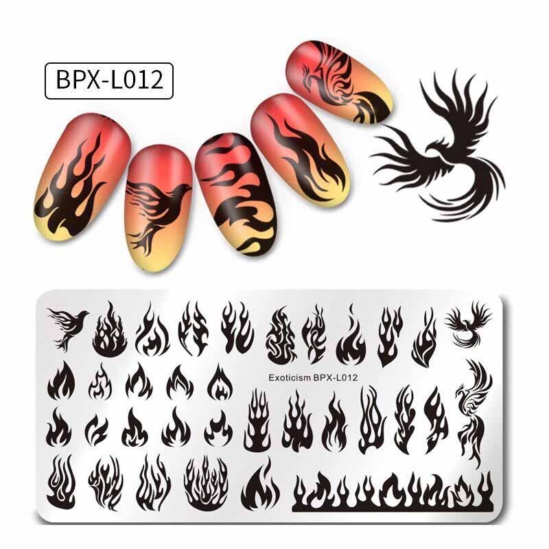 1pc Nail Stempelkommen Nail Template Vogel Vlam Stempel Nail Art Stamp Image Template voor Manicure Stencil 6.5*12.5cm