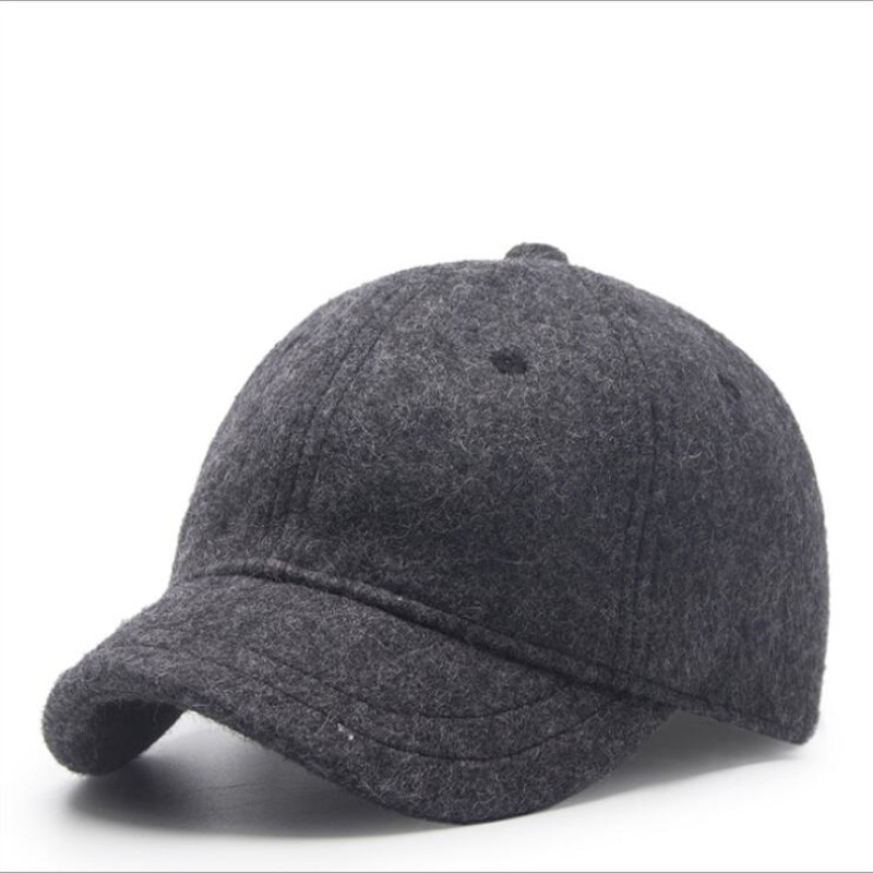 Seioum winter baseball petten voor heren korte klep 5cm zwarte wollen pet heren dad hat baseball pet rusland hoed bone masculino