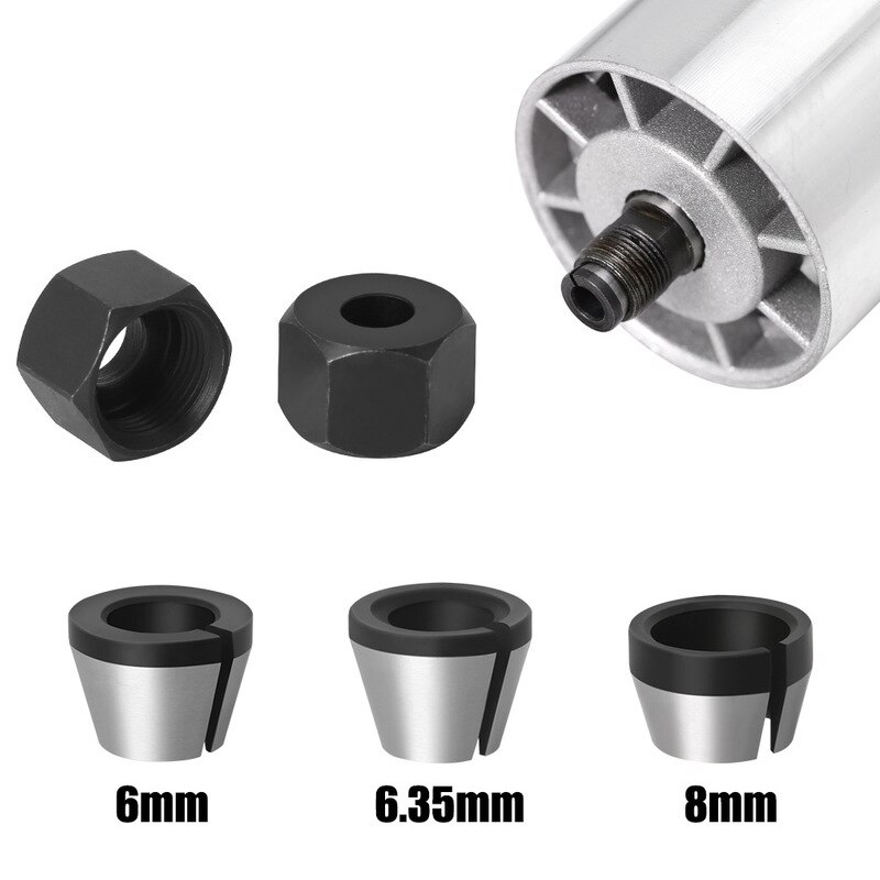 1 st 6mm 6.35mm 8mm fräs spännhylsa adapter gravyr trimmaskin chuckar trimmer fräs tillbehör verktyg