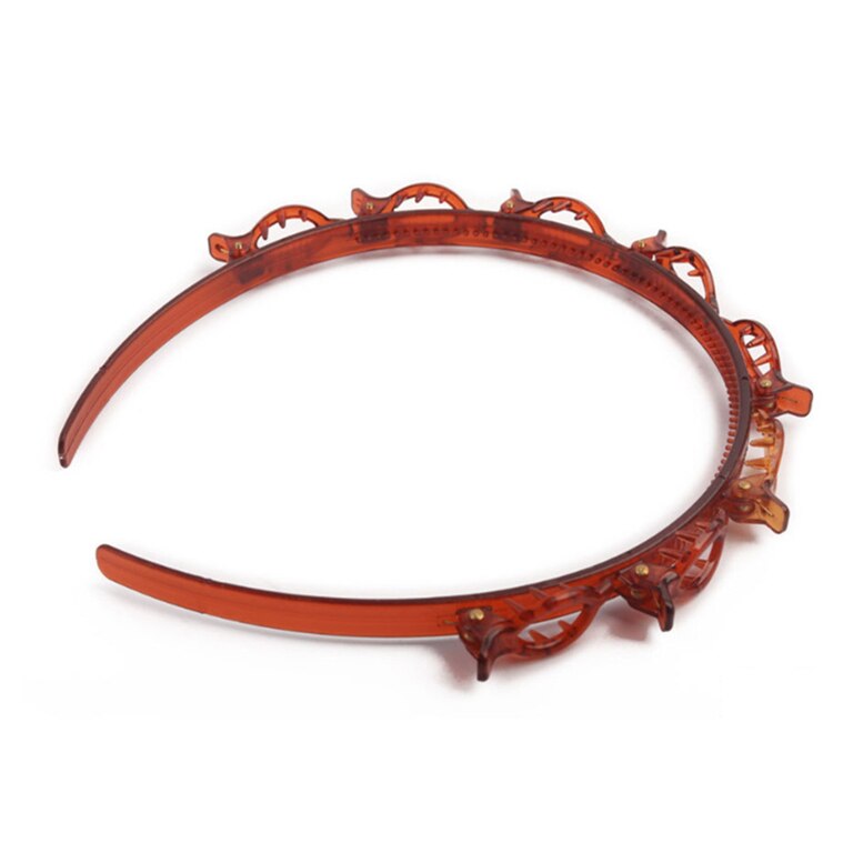 Horquilla para peinado con doble flequillo, accesorios para el cabello de doble capa, diadema, bandanas, ,: Coffee