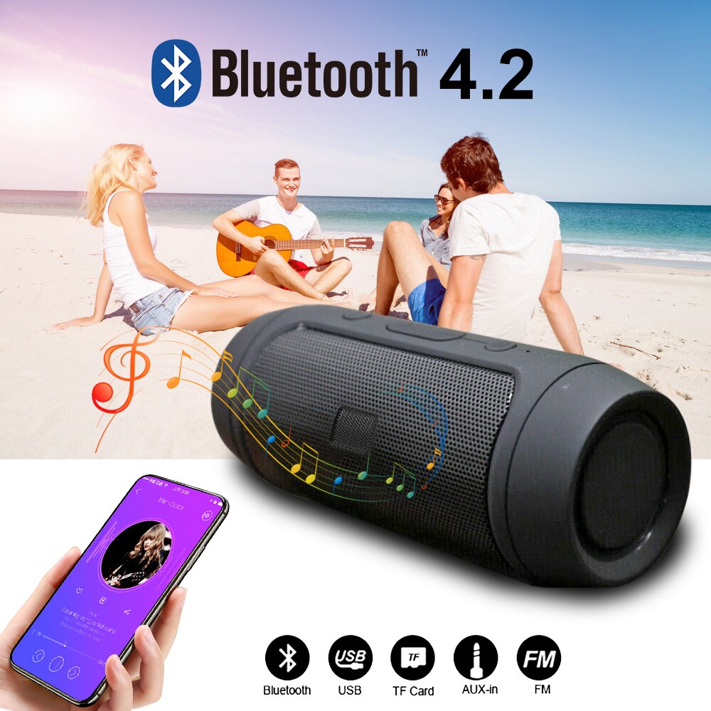 Mini Waterdichte Bluetooth Bass Speaker Draagbare Outdoor Oplaadbare Draadloze Luidsprekers Soundbar Subwoofer Luidspreker Voor Tf Fm