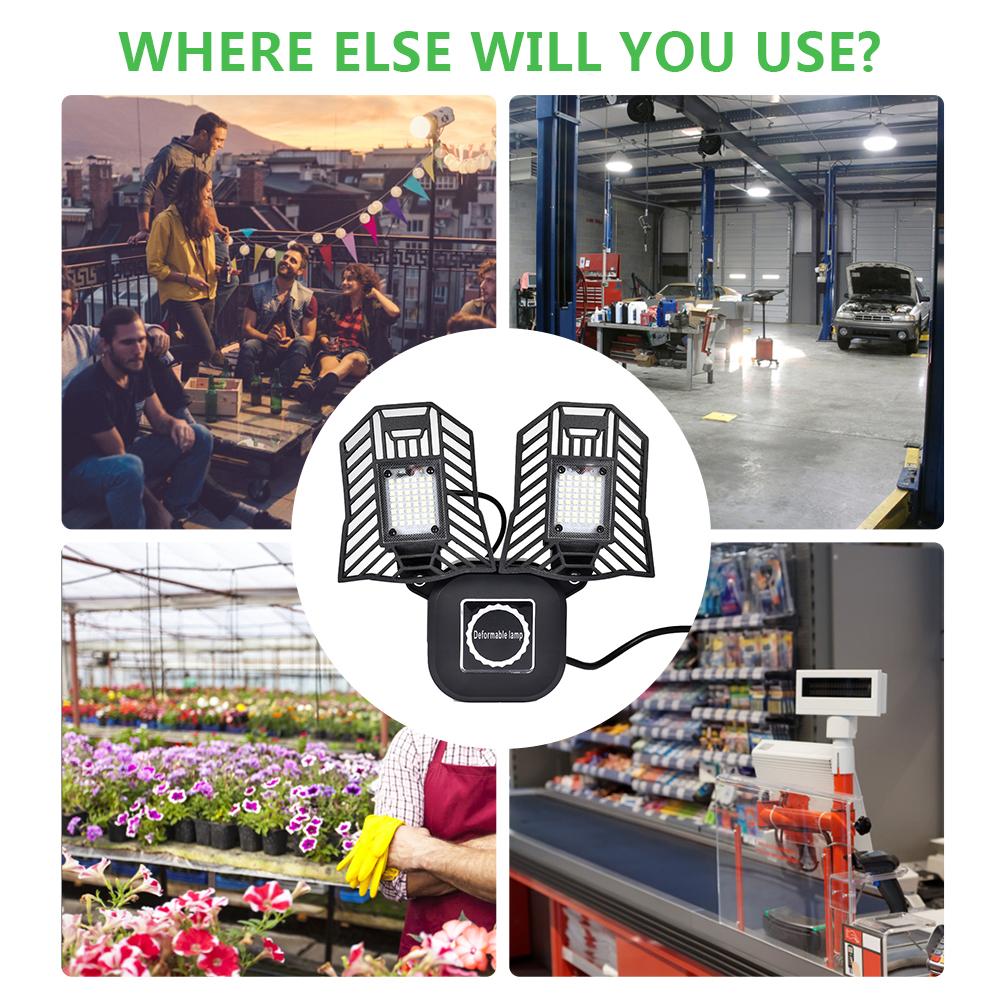 40W Garage Lamp LED Vervormen Wandlamp Verstelbare LED Blaker Licht Waterdicht Werk Licht Voor Workshop US EU Plug 85-265V